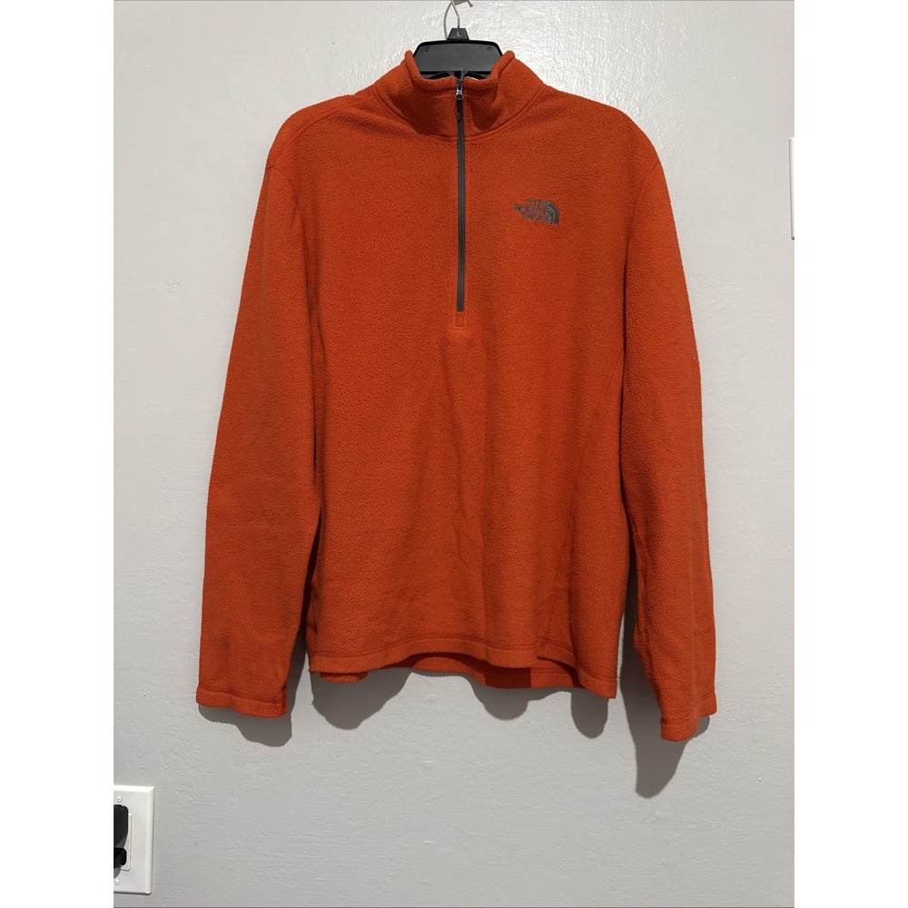 (#A1) The North Face Fleece Pullover Quarter Zip Outdoor Activewear Orange Men L